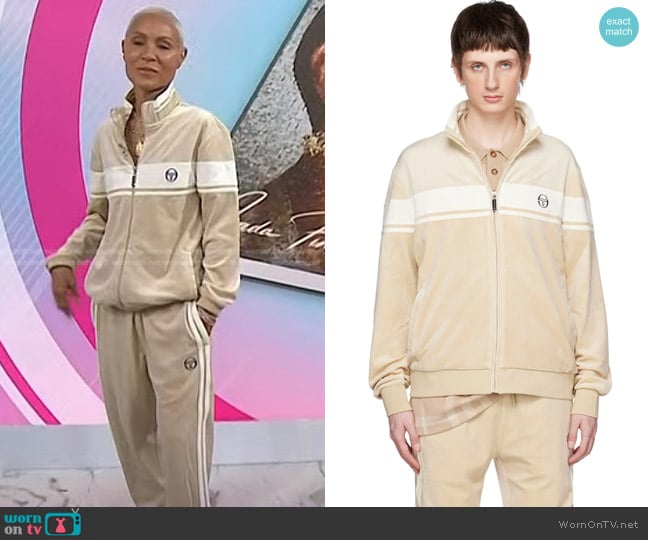 Sergio Tacchini Damarindo Track Jacket in Beige worn by Jada Pinkett Smith on Today