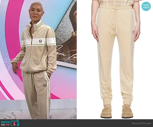 Sergio Tacchini Damarindo Track Pants in Beige worn by Jada Pinkett Smith on Today