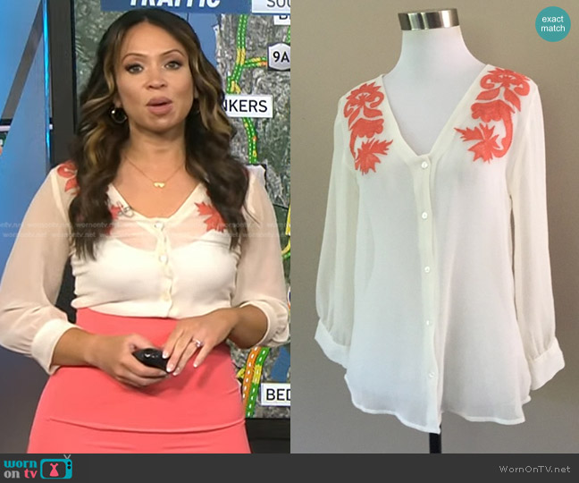 Lila Page Sheer Blouse worn by Adelle Caballero on Today