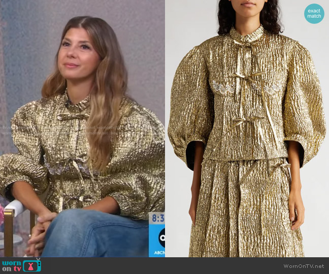 Simone Rocha Embellished Crop Balloon Sleeve Jacket worn by Marisa Tomei on Good Morning America