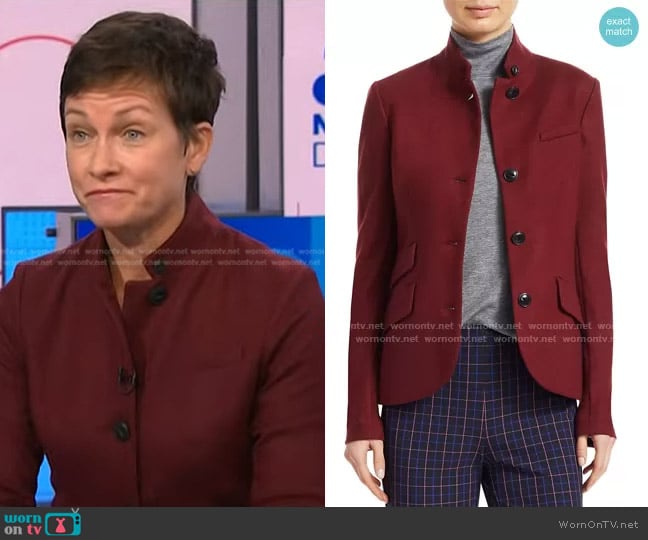 Rag & Bone Slade Wool Blazer in Black Cherry worn by Stephanie Gosk on NBC News Daily