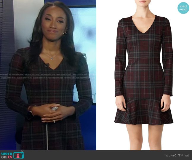 Slate & Willow Berry Plaid Flare Dress worn by Brittany Bell on Good Morning America