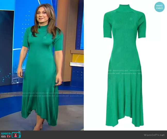 Tommy Hilfiger Slim Fit Mockneck Dress worn by Ginger Zee on Good Morning America