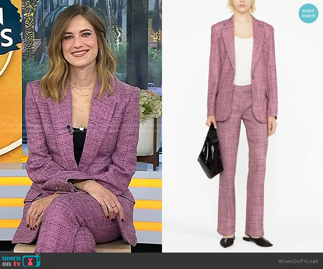 Stella McCartney Single-Breasted Wool Blazer and Trousers worn by Allison Williams on Today