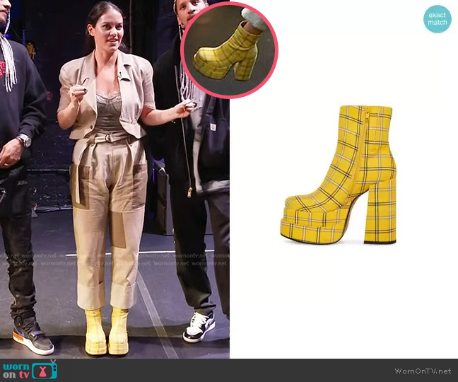 Steve Madden Cobra Boots in Yellow Plaid worn by Donna Farizan on Today
