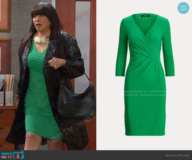 Lauren Ralph Lauren Surplice Jersey Dress worn by Paulina Price (Jackée Harry) on Days of our Lives