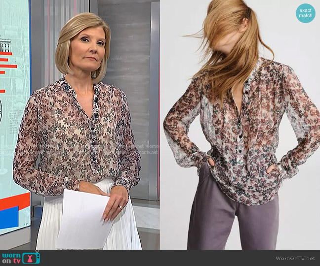 Rag and Bone Susan Floral Blouse worn by Kate Snow on NBC News Daily