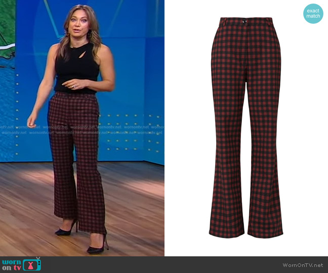 WornOnTV: Ginger’s black cutout top and plaid pants on Good Morning ...