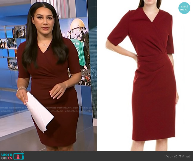 Tahari ASL Ruched Scuba Sheath Dress worn by Morgan Radford on NBC News Daily