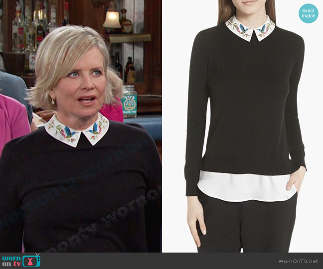 Ted Baker Embellished Collar Layered Sweater worn by Kayla Brady (Mary Beth Evans) on Days of our Lives