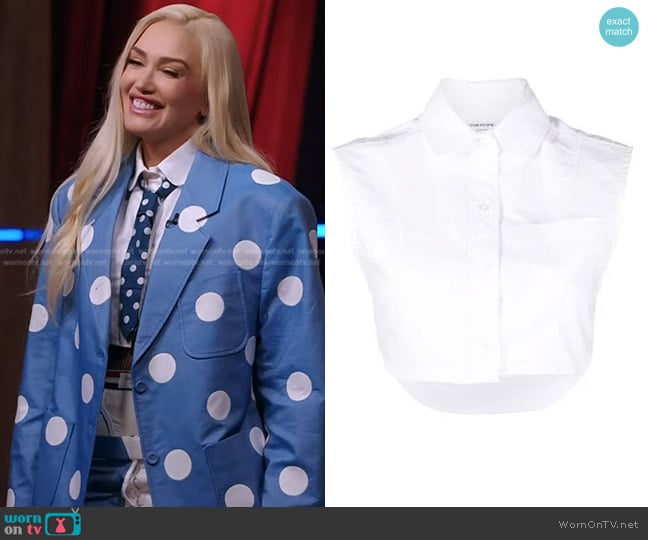 Thom Browne Sleeveless Cropped Oxford shirt worn by Gwen Stefani on The Voice