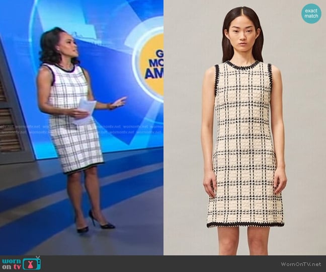 Tory Burch Linen Wool Blend Tweed Dress worn by Linsey Davis on Good Morning America