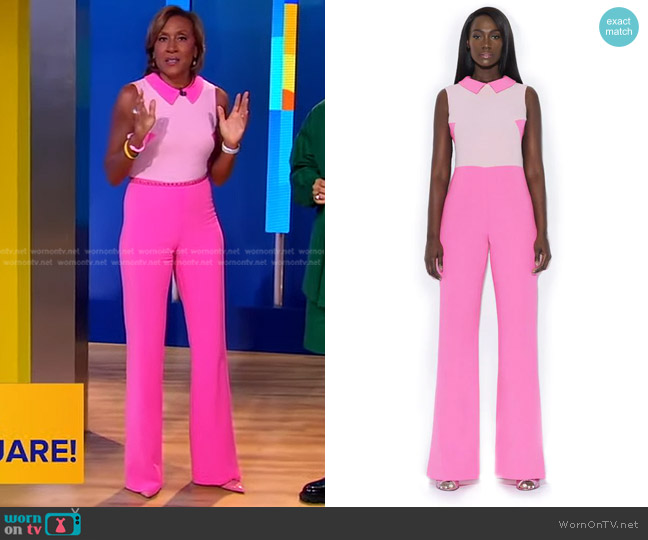 WornOnTV: Robin’s pink colorblock collared jumpsuit on Good Morning ...