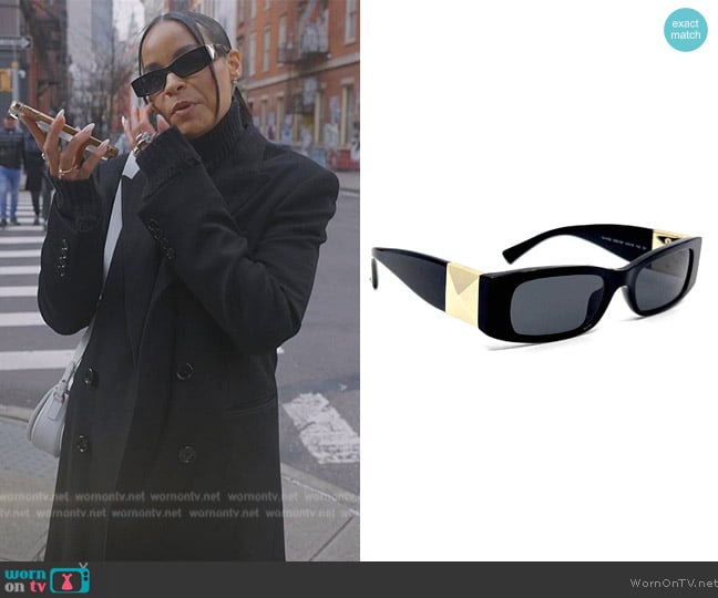 Valentino Rectangular Frame Sunglasses worn by Sai De Silva on The Real Housewives of New York City