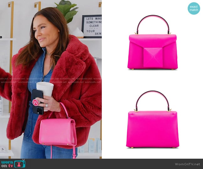 Valentino Garavani One Stud Top Handle Bag in Pink worn by Meredith Marks on The Real Housewives of Salt Lake City