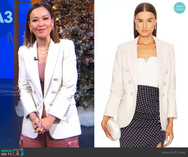 Veronica Beard Beacon Dickey Jacket in Ecru worn by Eva Pilgrim on Good Morning America