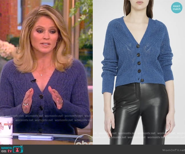 Veronica Beard Delent Pointelle Alpaca Blend Cardigan worn by Sara Haines on The View