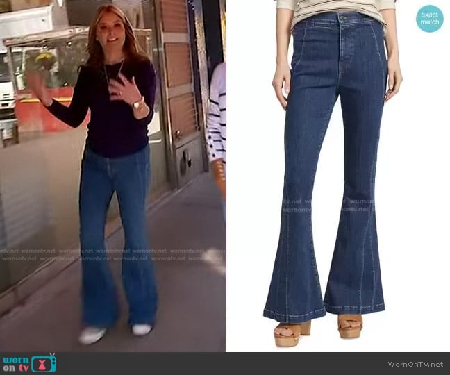 Veronica Beard Sheridan Seamed High-Rise Bell-Bottom Jeans worn by Jenna Bush Hager on Today