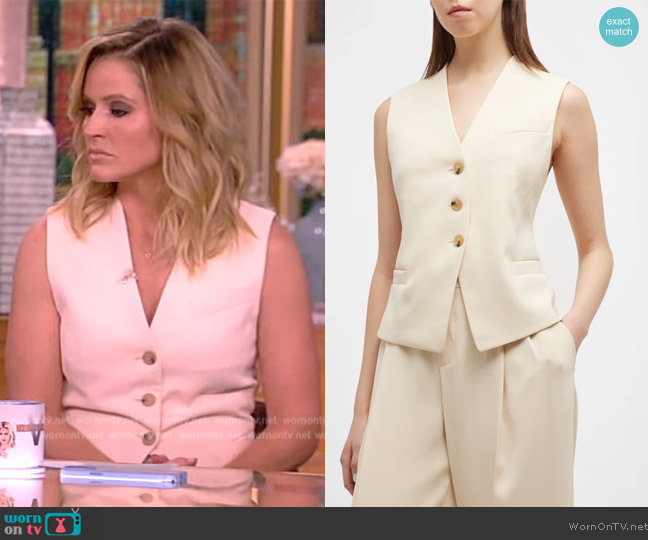 Vince Cutaway Crepe Vest worn by Sara Haines on The View