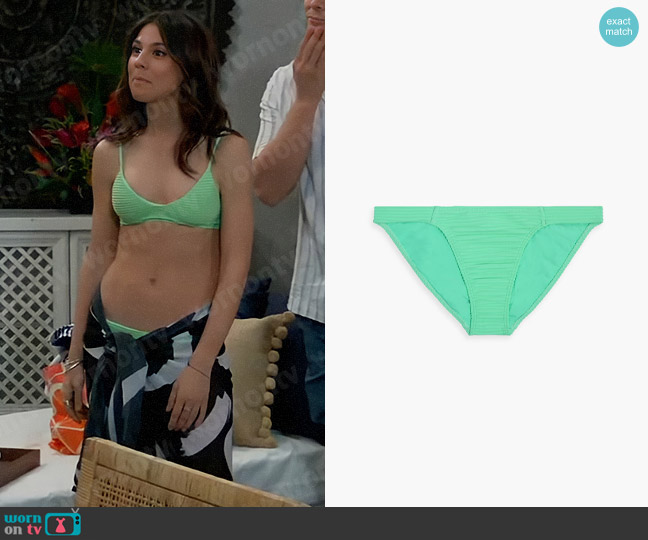 Vix Dune Fany ribbed low-rise bikini briefs in Mint worn by Kristina Corinthos-Davis (Kate Mansi) on General Hospital