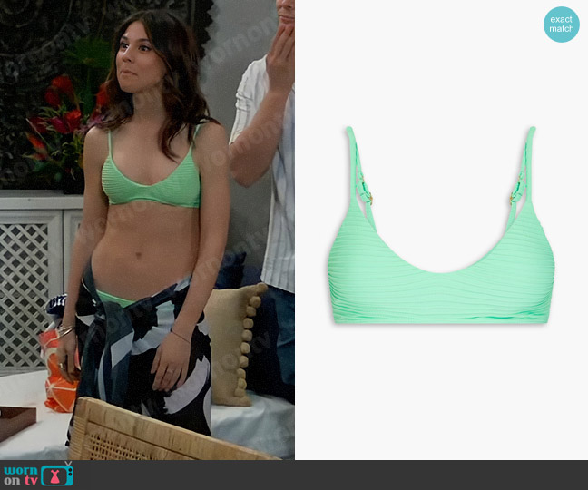 Vix Dune Luli ribbed bikini top in Mint worn by Kristina Corinthos-Davis (Kate Mansi) on General Hospital