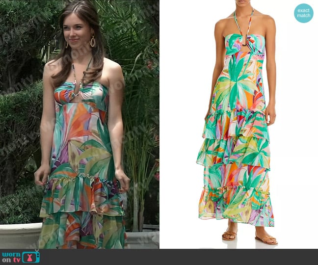 WAYF O.O.O Halter Neck Tiered Maxi Dress worn by Willow Tait (Katelyn MacMullen) on General Hospital