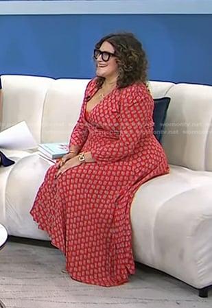 Xochitl Gonzalez's red printed dress on Today