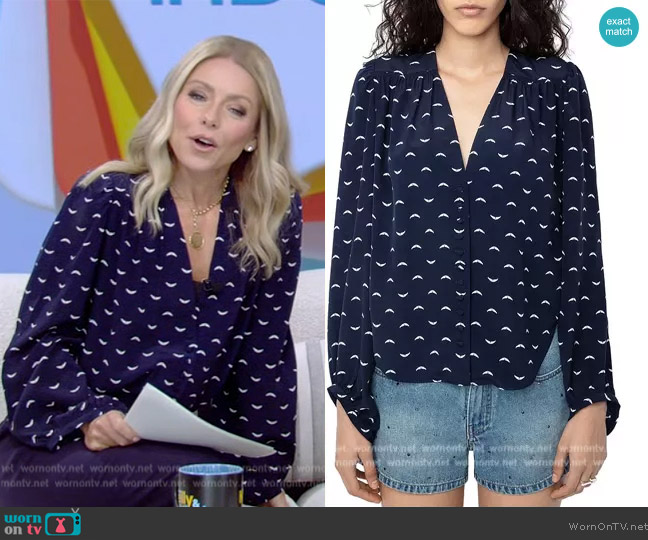 Celestial Chic: Kelly's Blue Moon Blouse Steals the Show on 'Live with ...