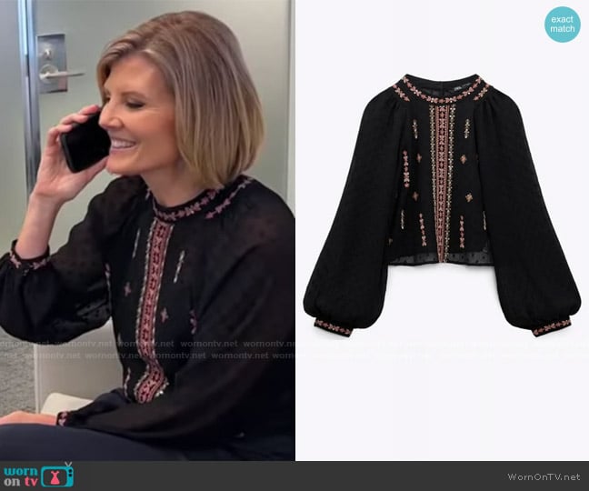 Zara Embroidered Top worn by Kate Snow on NBC News Daily