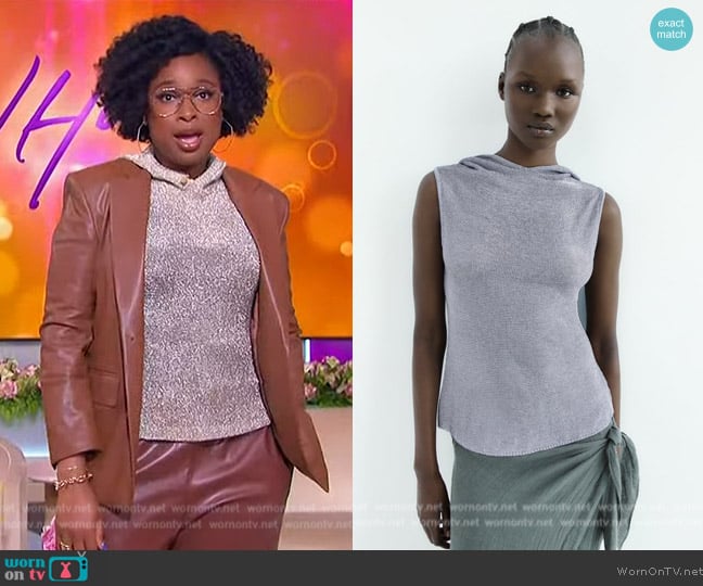 Zara Knit Hooded Top worn by Jennifer Hudson on The Jennifer Hudson Show