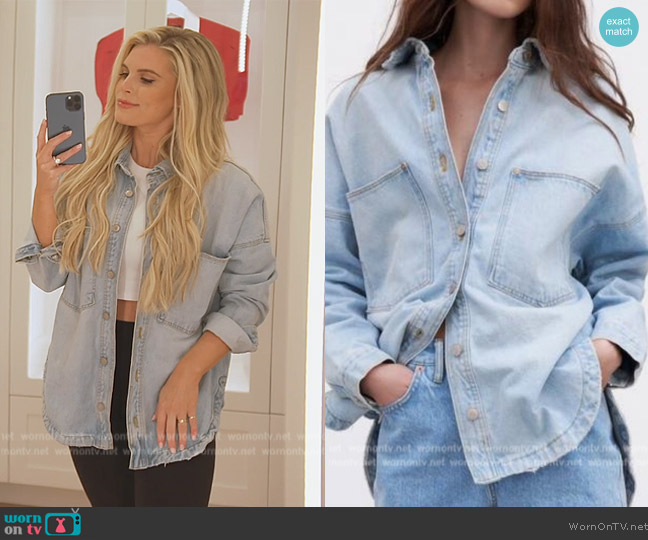 Zara Denim Oversized Denim Shirt worn by Madison LeCroy on Southern Charm