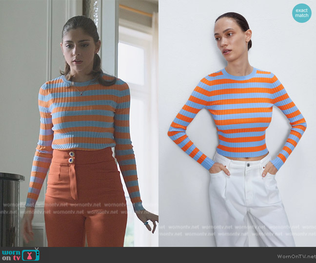 Zara Stripe Sweater worn by Sara (Carmen Arrufat Blasco) on Elite