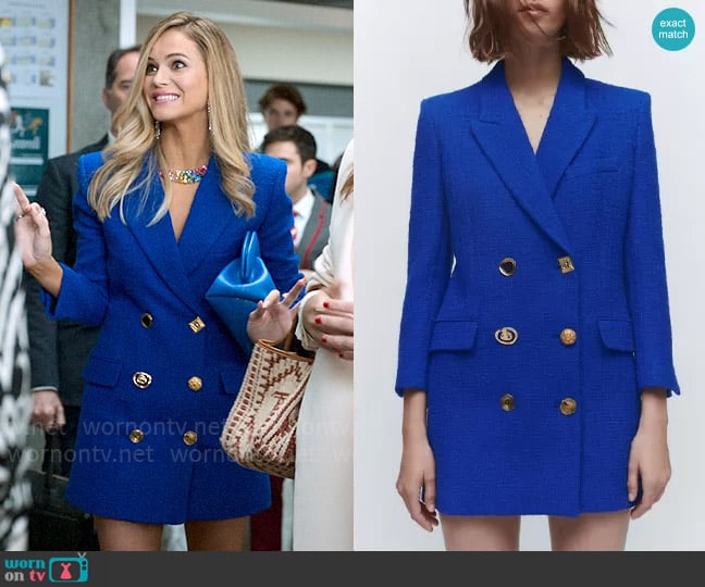 Zara Textured Blazer Dress worn by Roberta Artiñán (Luz Cipriota) on Elite