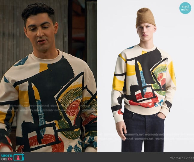 Zara Picasso Graphic Sweatshirt worn by Parker Preston (Trevor Tordjman) on Bunkd