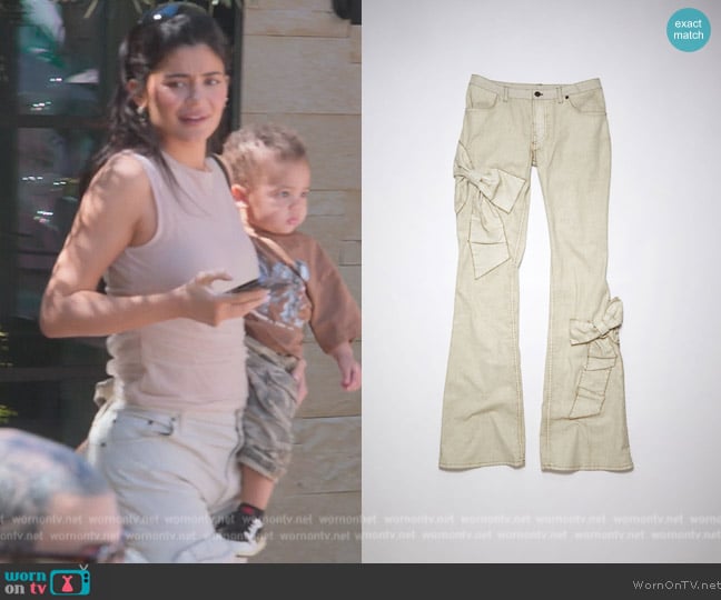 Acne Studios Bow denim trousers worn by Kylie Jenner (Kylie Jenner) on The Kardashians