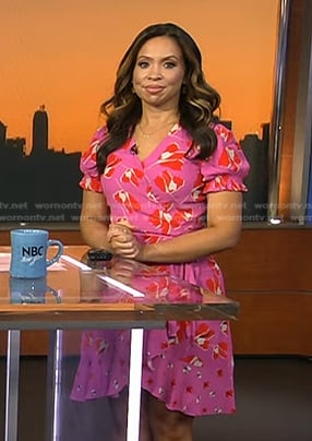 Adelle’s pink floral wrap dress on Today