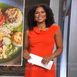 Adriana Diaz’s orange cowl neck dress on CBS Mornings