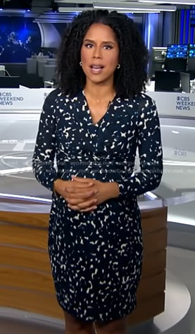 Adriana Diaz's print wrap dress on CBS Evening News