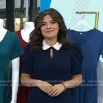 Adrianna’s navy keyhole collared dress on Today