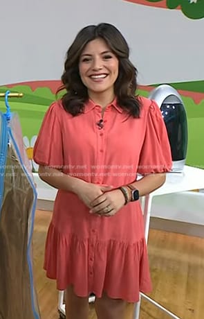 Adrianna’s pink belted shirtdress on Today