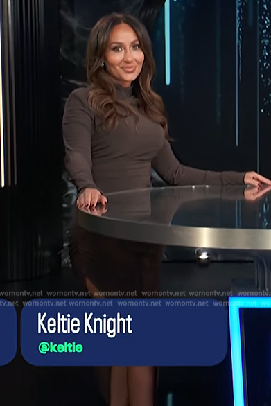 Adrienne's brown ruched dress on E! News