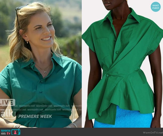 Aknvas Stella Twist Front Poplin Top worn by Natalie Morales on The Talk