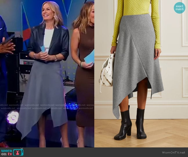 Akris Asymmetric Wool-Blend Flannel Midi Skirt worn by Dr. Jennifer Ashton on Good Morning America