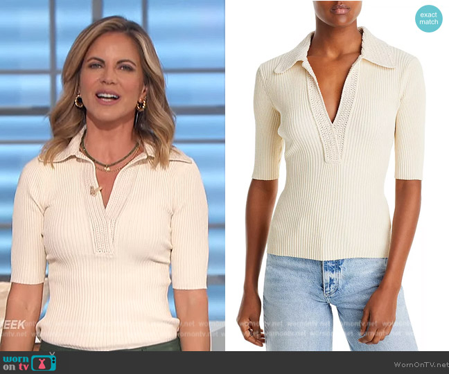 A.L.C. Adrian Collared Top worn by Natalie Morales on The Talk