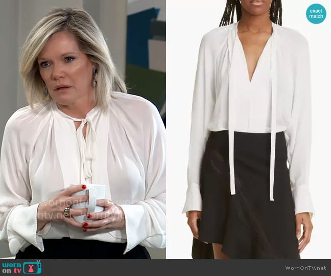 Ava Radiates Elegance in A.L.C.'s Wilder Blouse on GH | WornOnTV