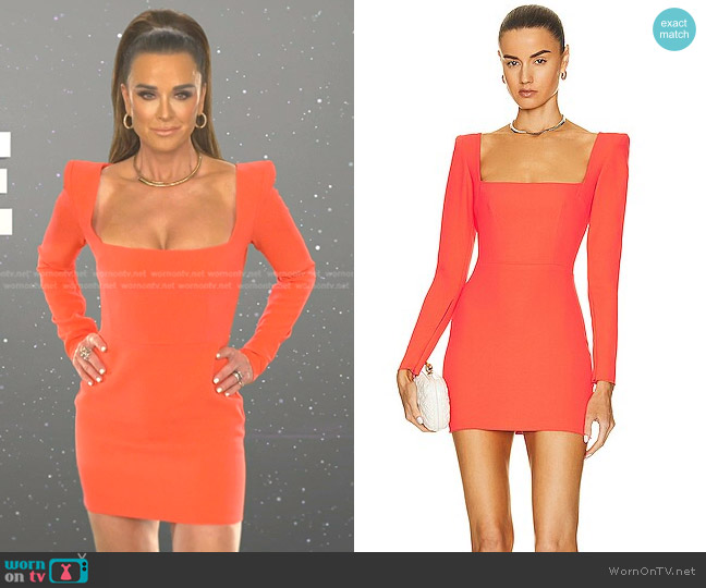 Alex Perry Aaron Portrait Long Sleeve Mini Dress worn by Kyle Richards on The Real Housewives of Beverly Hills