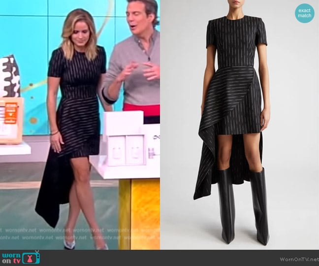 Alexander McQueen Broken Pinstripe Drape Panel Wool Minidress worn by Sara Haines on The View