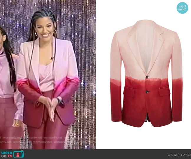 Alexander McQueen Dip tie-dye print blazer worn by Andrea McBride John on Tamron Hall Show