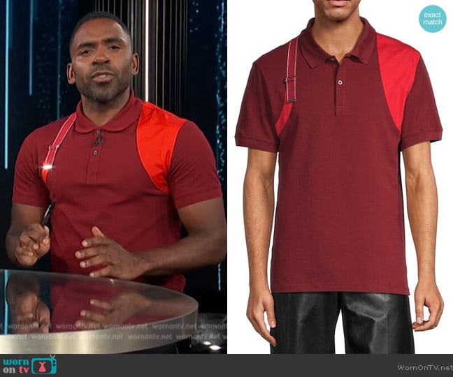 Alexander McQueen Grosgrain Strap Polo Shirt worn by Justin Sylvester on E! News