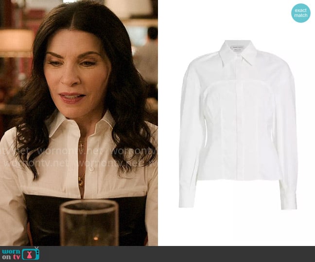 Alexander McQueen Poplin Bustier Shirt worn by Laura Peterson (Julianna Margulies) on The Morning Show